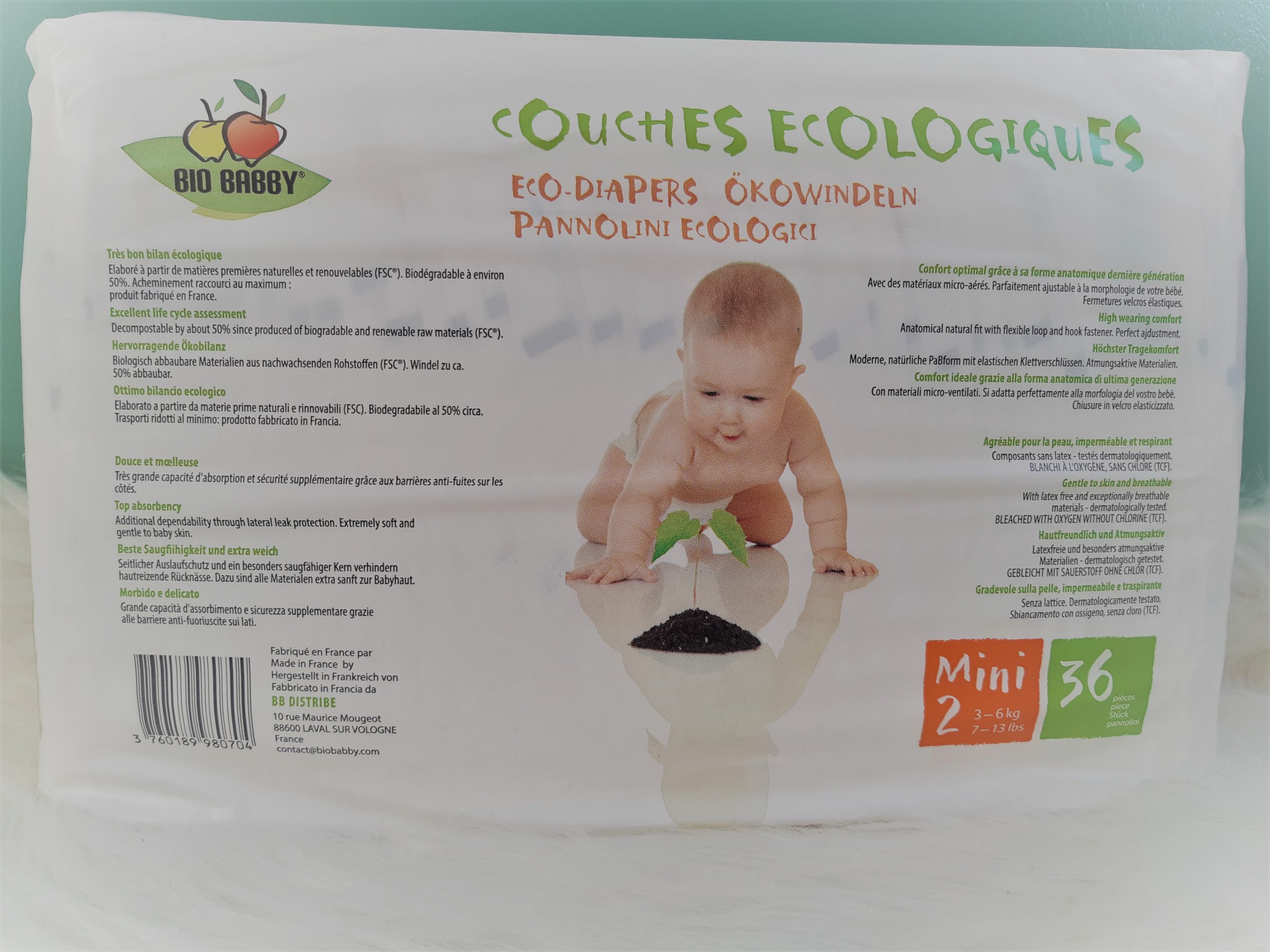 Couches BioBabby écologiques 16- 30 Kgs (Taille 6)